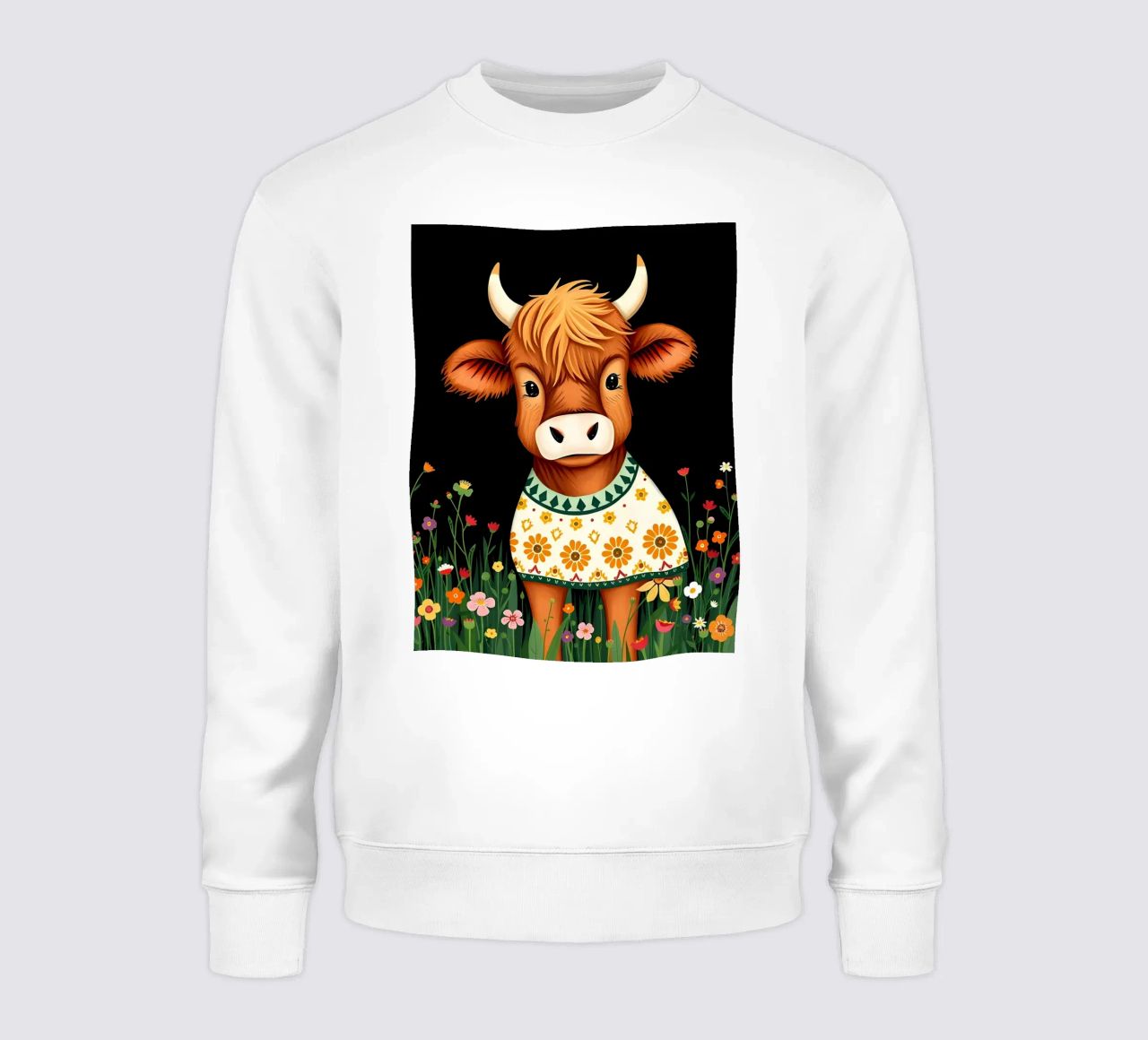VACA DE LAS TIERRAS ALTAS ESCOCESAS CRÍA DE TERNERO sudadera de COLLEEN CRAFTS