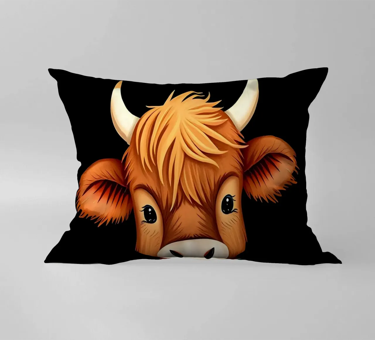 VACCA SCOZZESE DELLE HIGHLANDS, VITELLO DA LATTE cuscino da COLLEEN CRAFTS