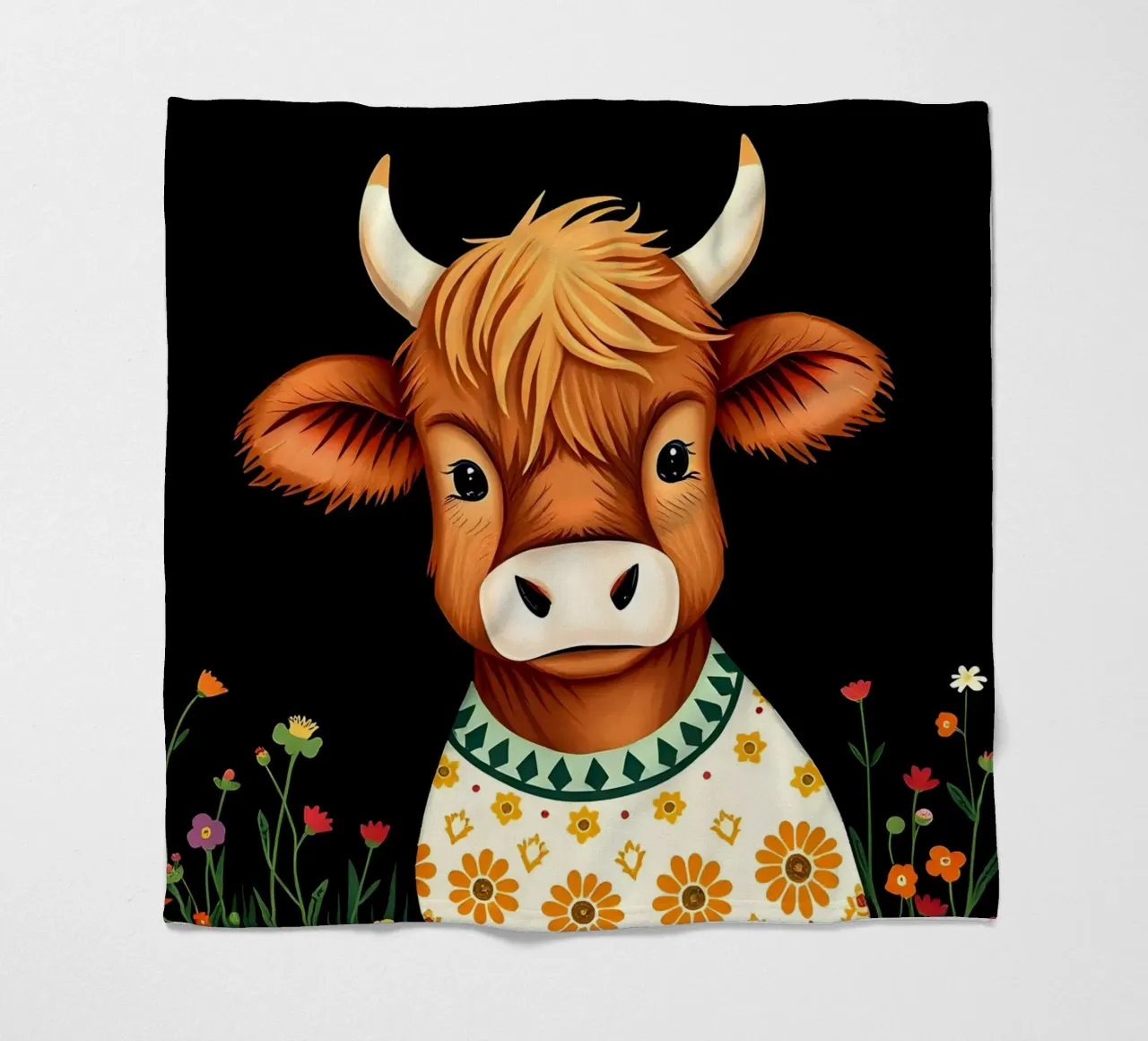 SCOTTISH HIGHLAND COW BABY CALF fleece blanket by COLLEEN CRAFTS