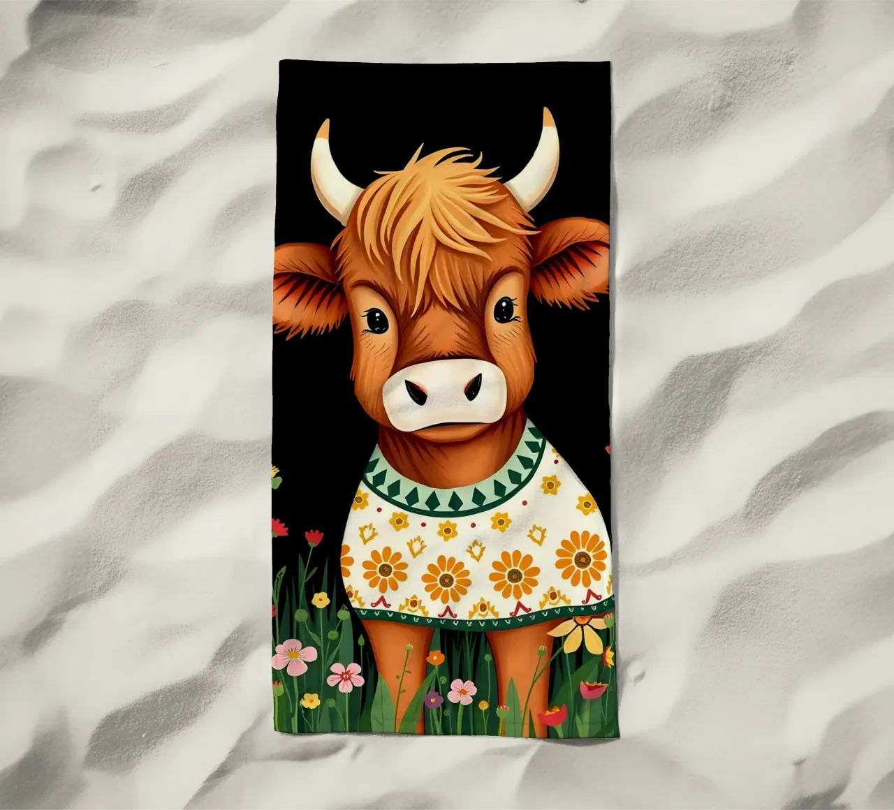 VACCA SCOZZESE DELLE HIGHLANDS, VITELLO DA LATTE telo mare da COLLEEN CRAFTS