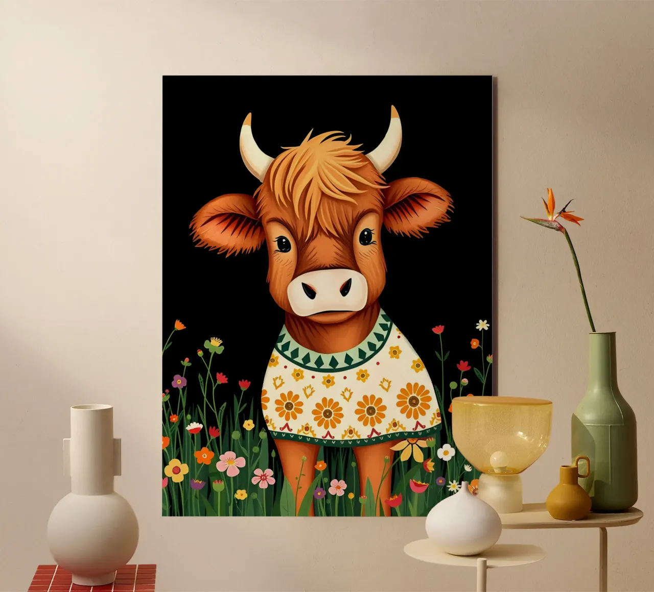 SCHOTSE HOOGLAND KOE BABY KALF forex-plaat van COLLEEN CRAFTS