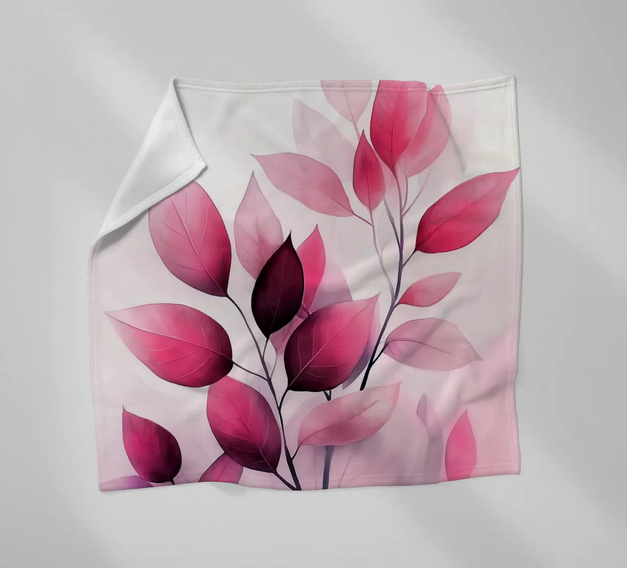 Red leaves fleece blanket by Justyna Jaszke JBJart