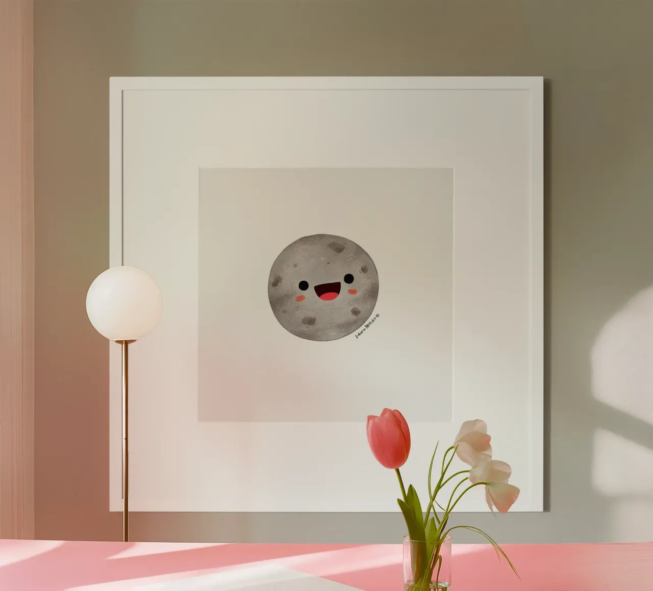 Carino il pianeta Mercurio poster con telaio in alluminio da julianamotzko