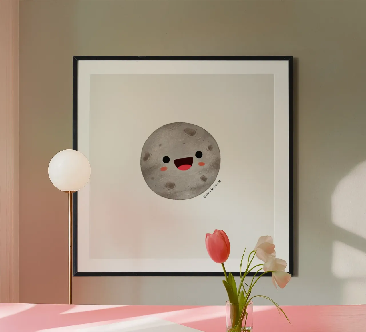 Carino il pianeta Mercurio poster con telaio in alluminio da julianamotzko