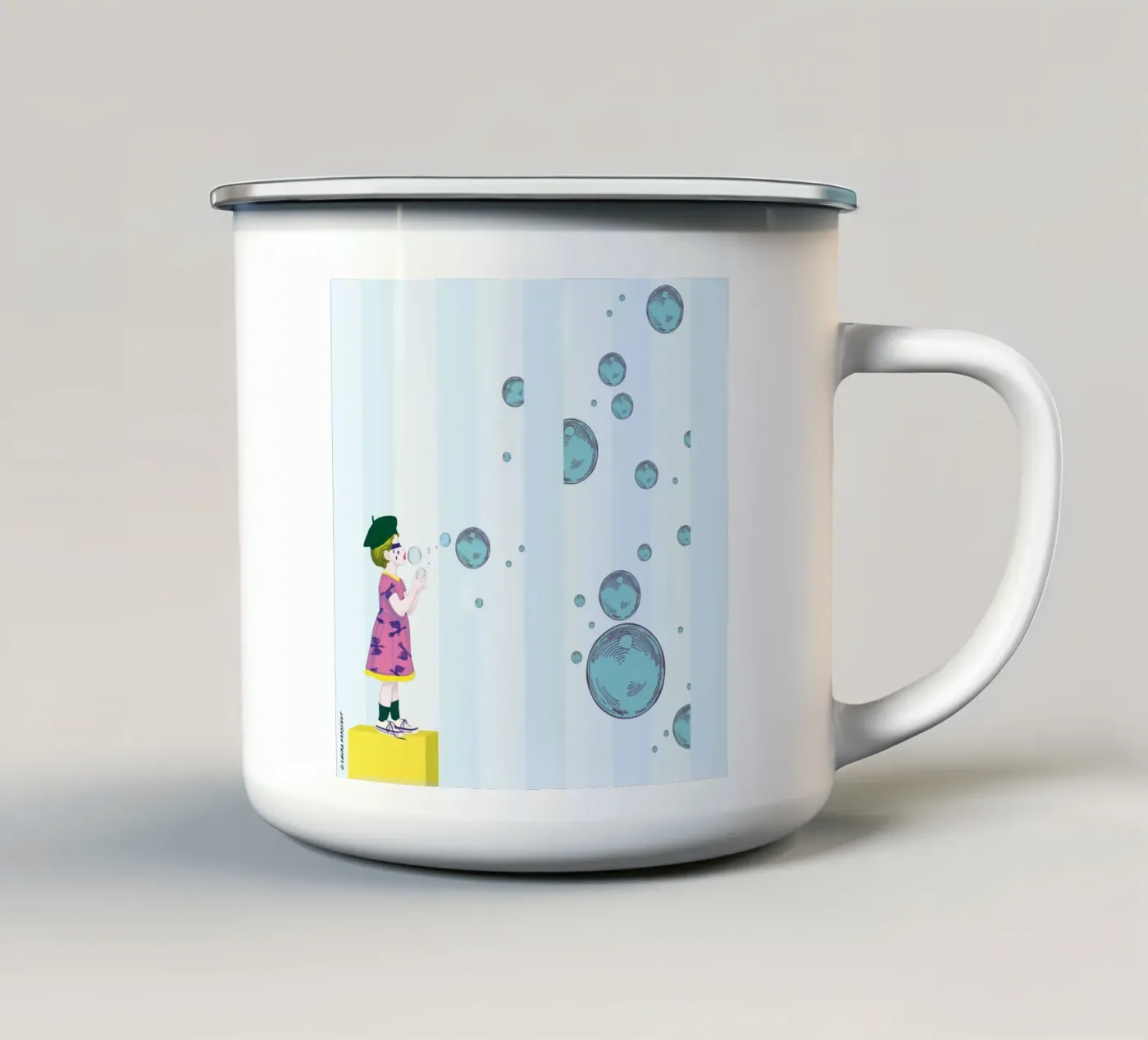 Bubbles enamel mug by LauraKerschot