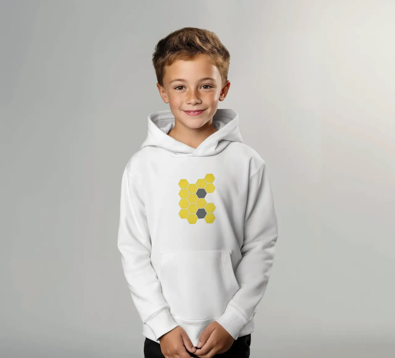 Yellow Honeycomb kids hoodie by Cassia Beck Collage