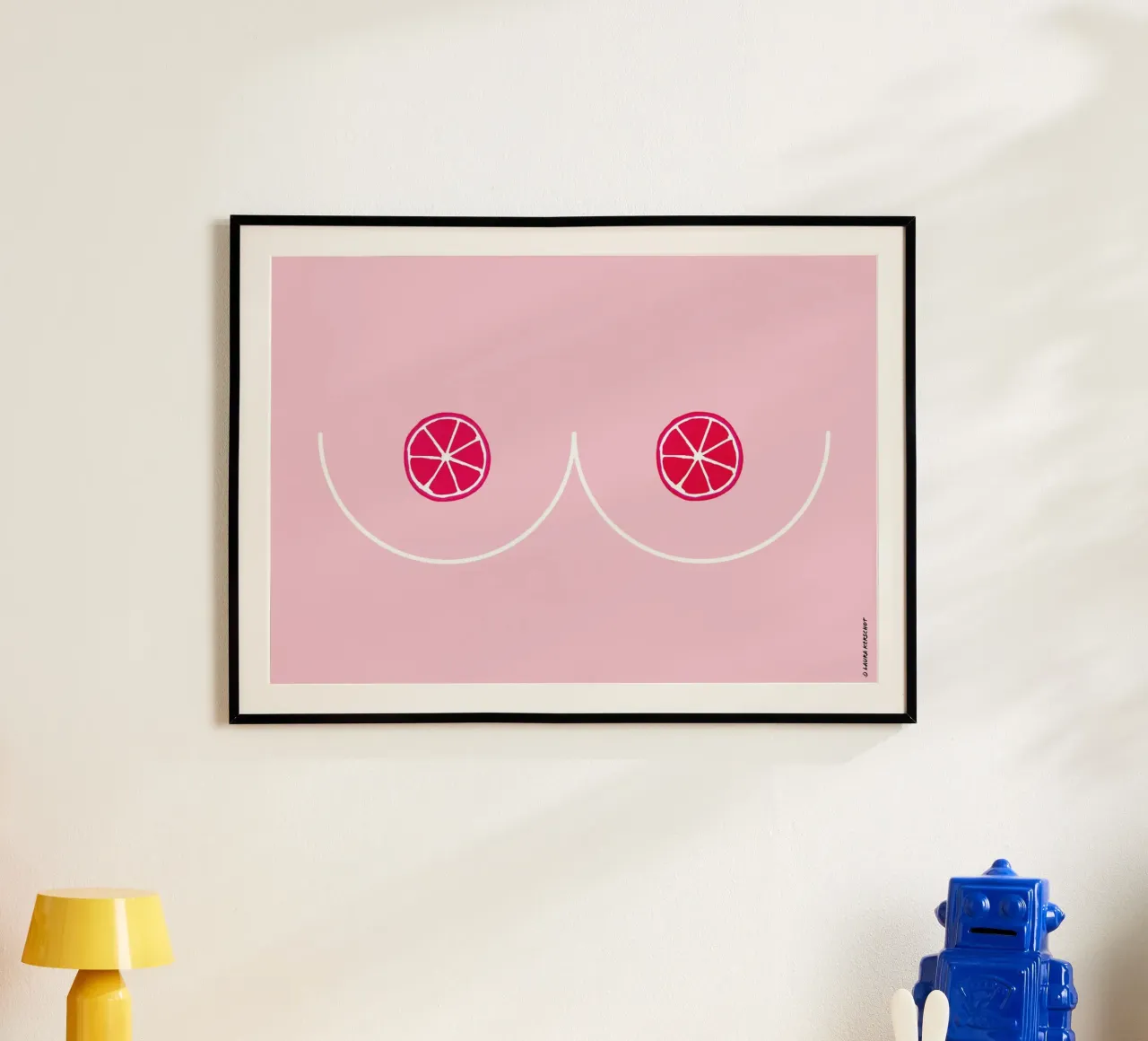 JuicyBoobs poster with wooden frame by LauraKerschot
