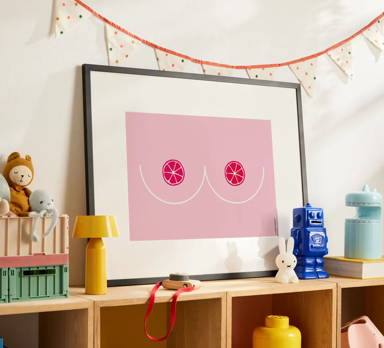 JuicyBoobs poster with wooden frame by LauraKerschot