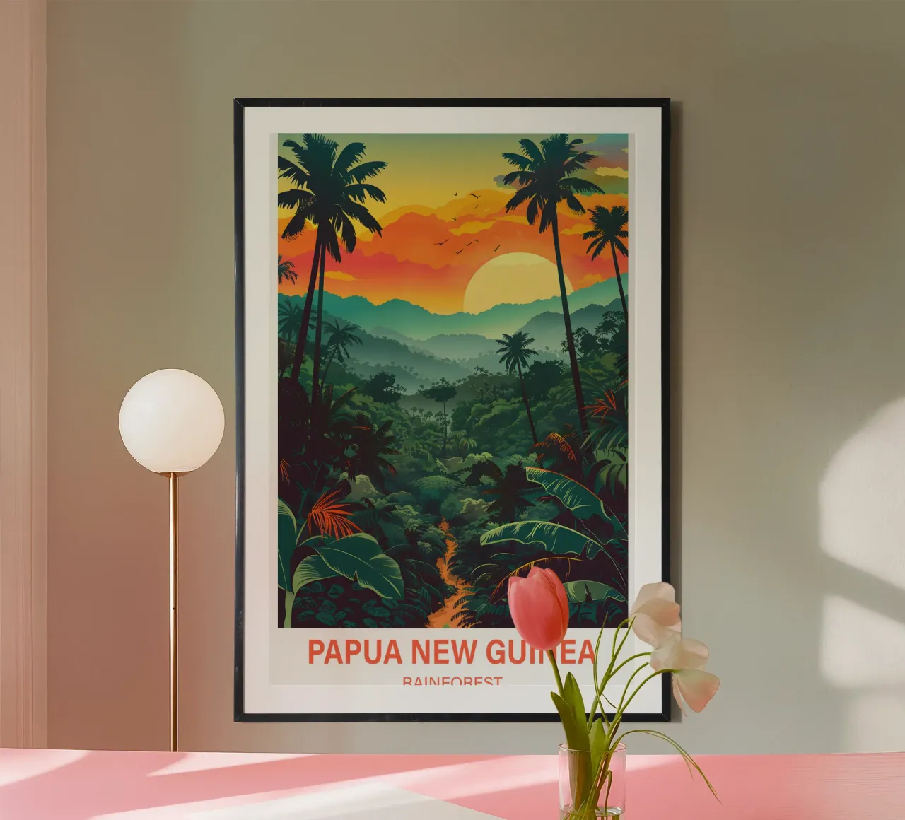 Foresta pluviale della Papua Nuova Guinea poster con telaio in legno da Wanderlust Vibes