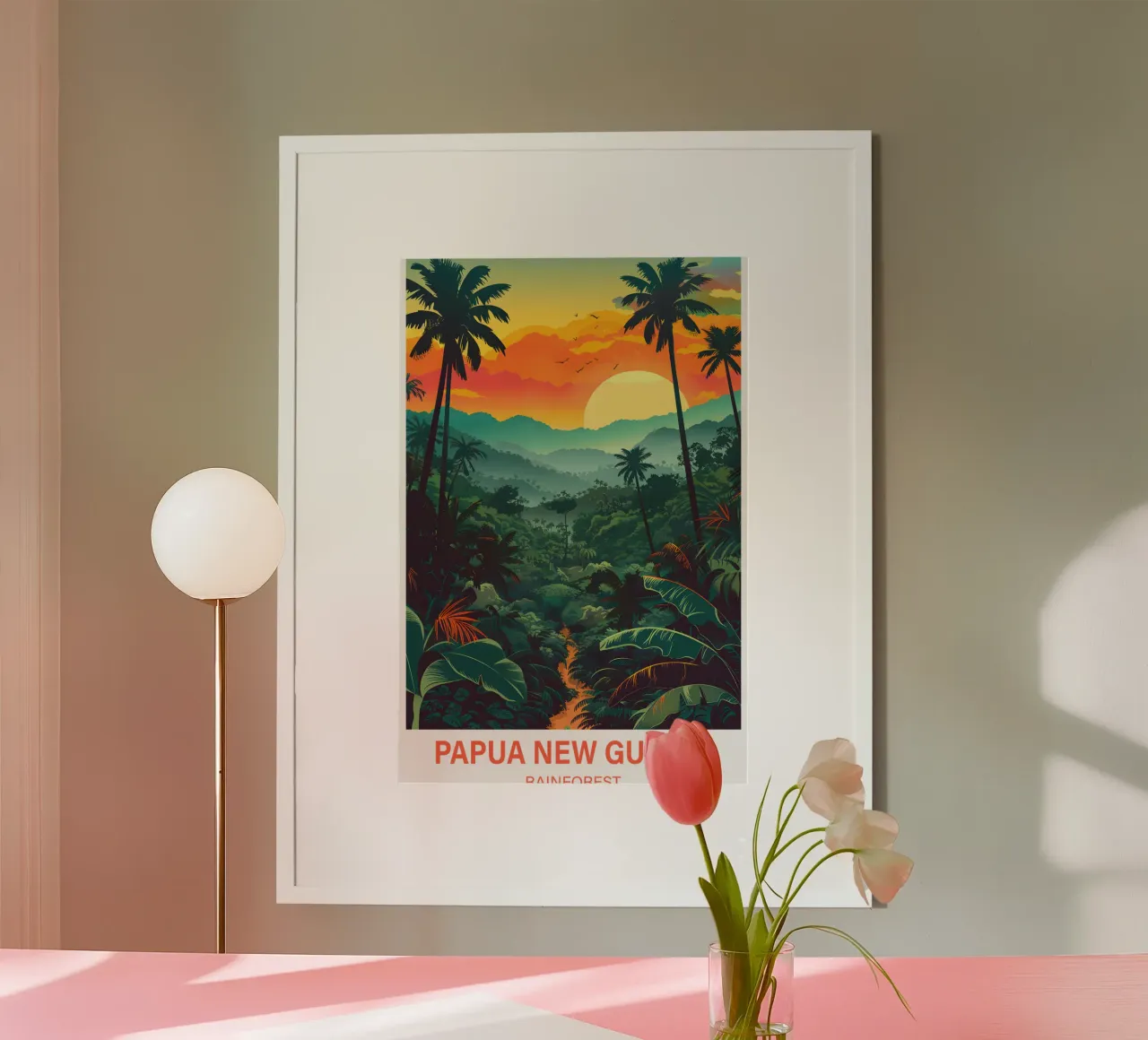 Foresta pluviale della Papua Nuova Guinea poster con telaio in legno da Wanderlust Vibes