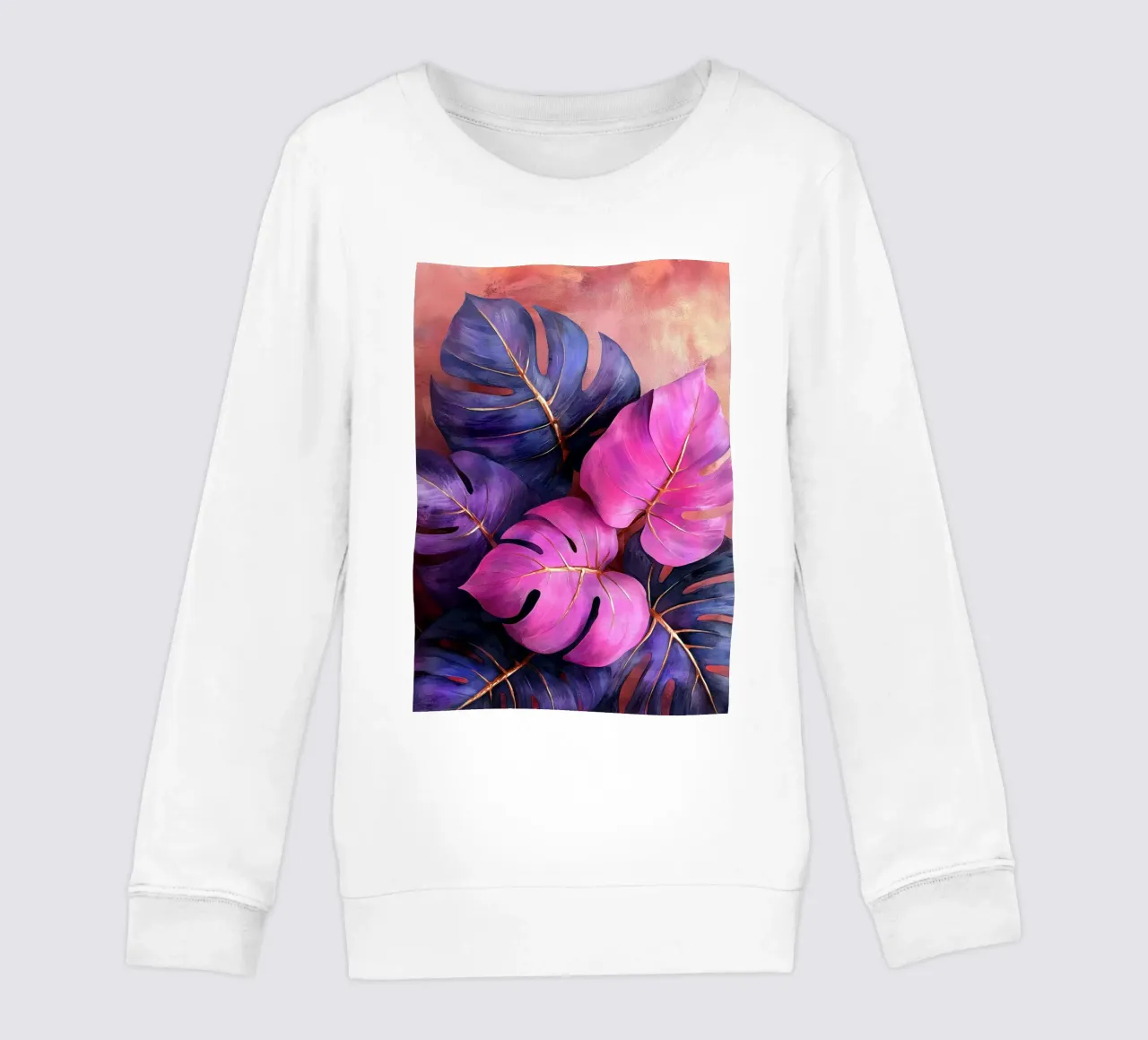 Monstera a foglie viola felpa bambino da Justyna Jaszke JBJart