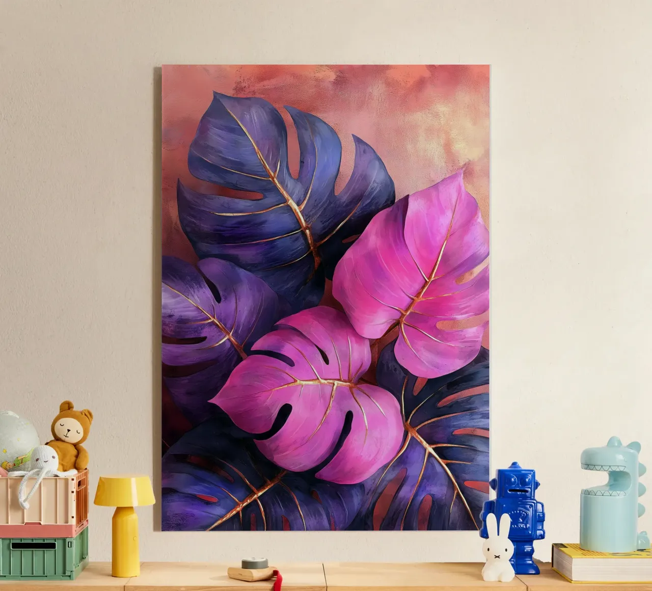 Monstera a foglie viola plexiglass da Justyna Jaszke JBJart