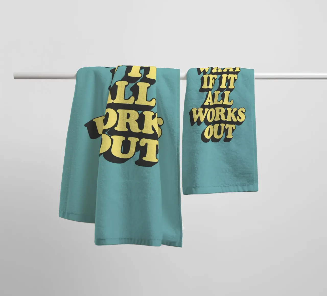 What if it All Works Out Optimistic Uplifting Typography towel by THE MOTIVATED TYPE