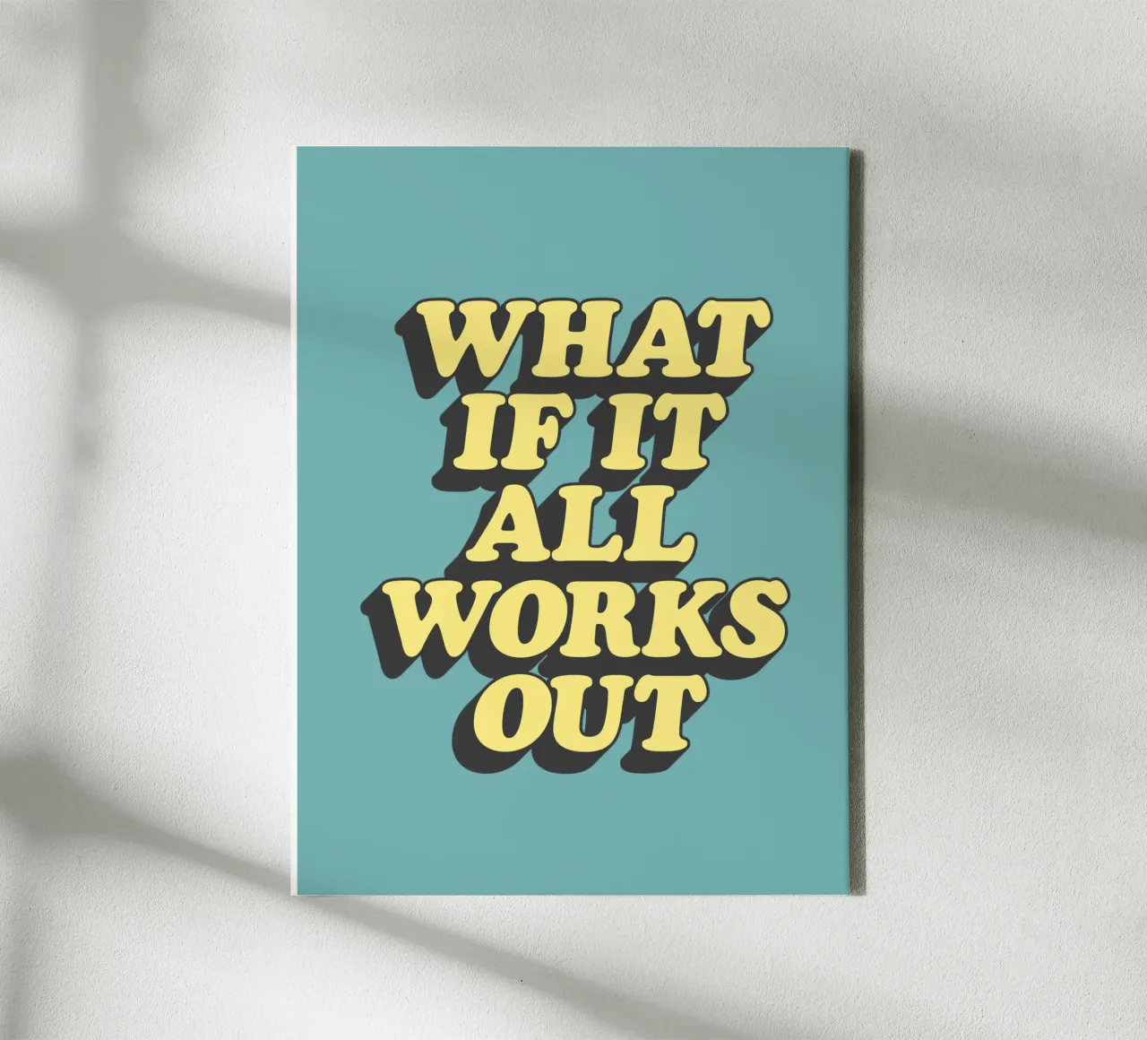 What if it All Works Out Optimistic Uplifting Typography canvas with Floater frame by THE MOTIVATED TYPE