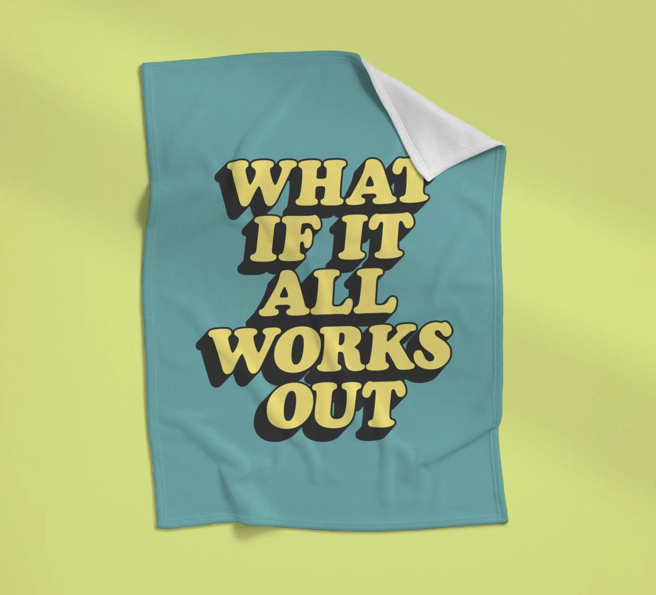 What if it All Works Out Optimistic Uplifting Typography fleece blanket by THE MOTIVATED TYPE