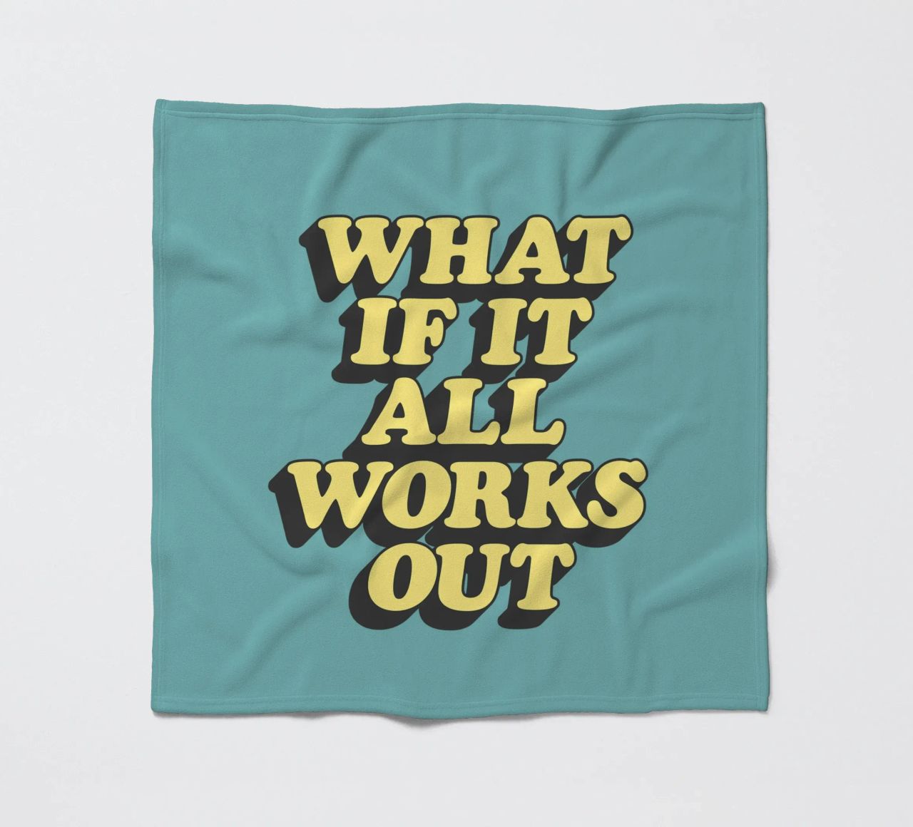 What if it All Works Out Optimistic Uplifting Typography fleece blanket by THE MOTIVATED TYPE