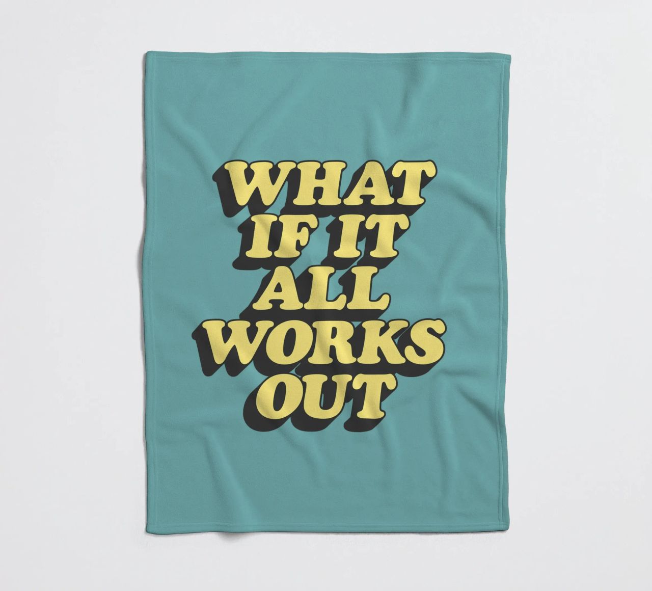 What if it All Works Out Optimistic Uplifting Typography fleece blanket by THE MOTIVATED TYPE
