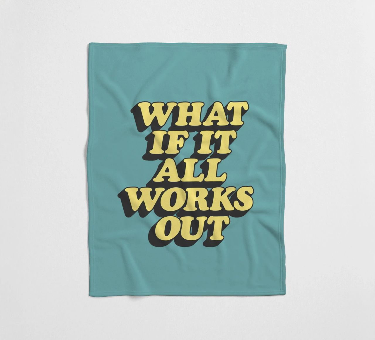 What if it All Works Out Optimistic Uplifting Typography fleece blanket by THE MOTIVATED TYPE
