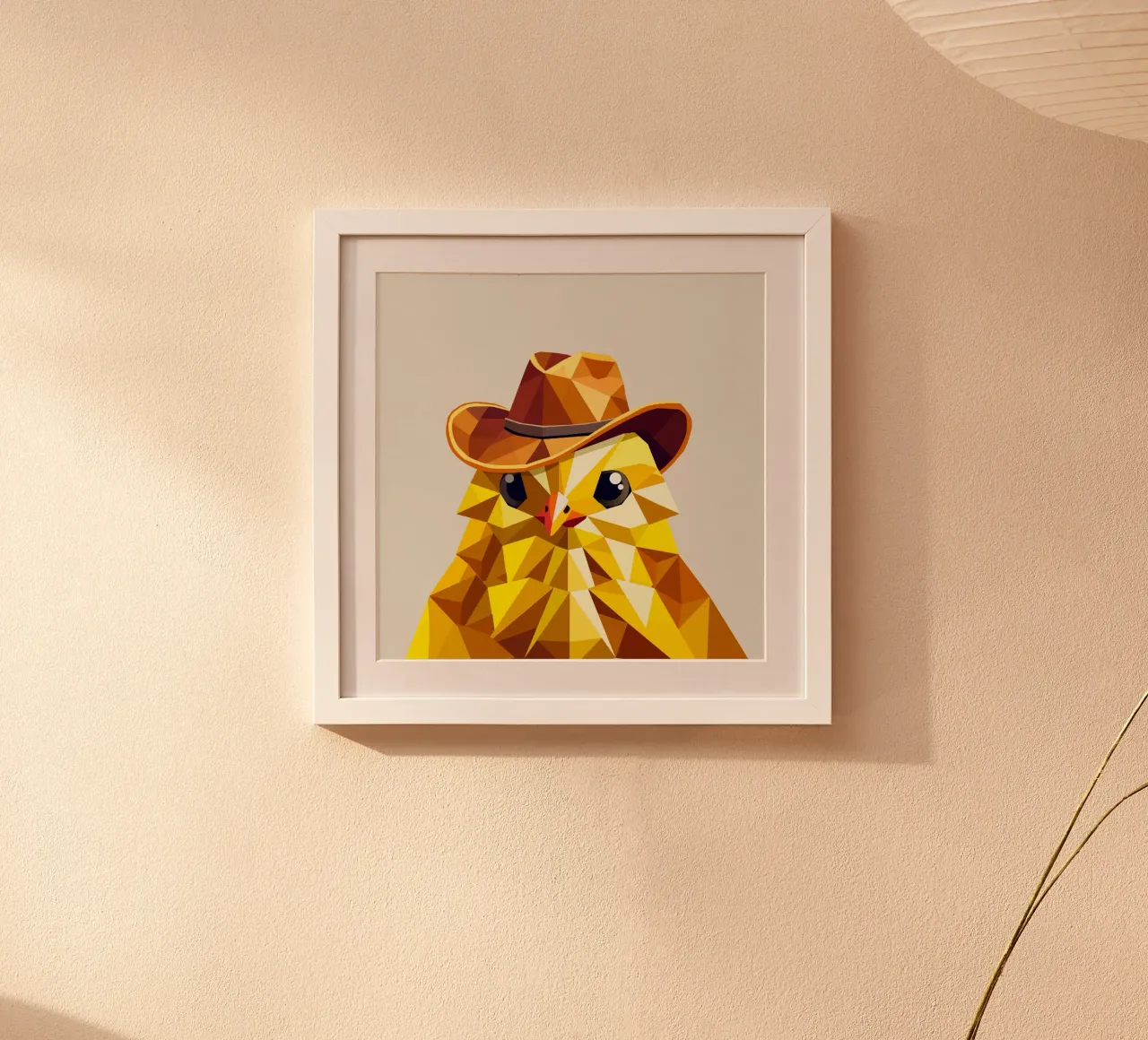poussin mignon avec un chapeau de cow-boy stylé poster avec cadre en plastique de namosh