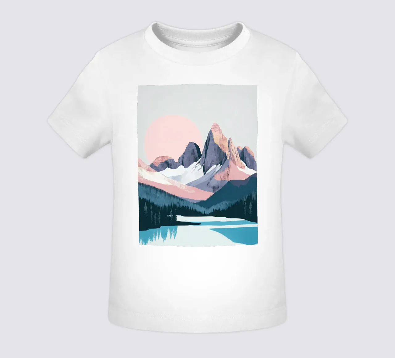 Ensemble de rideaux de douche abstraits avec paysage de montagne et style t-shirt pour bébé de Kaji