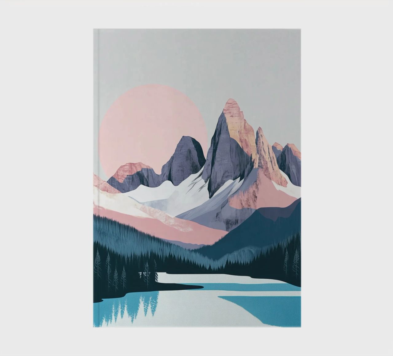 Abstract Mountain Landscape Art & Stylish Shower Curtain Set notebook by Kaji