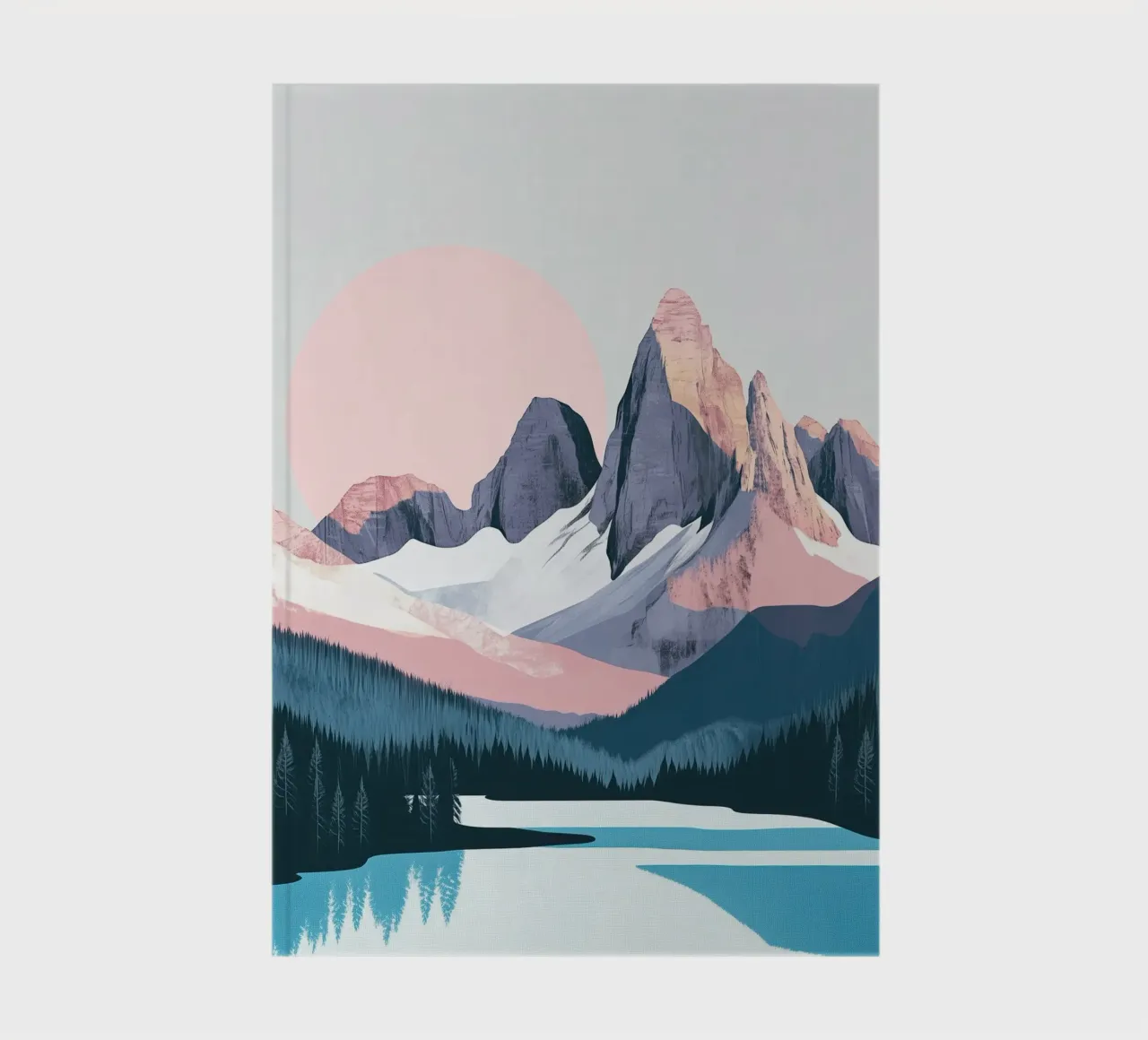Arte abstracto de paisaje montañoso y elegante juego de cortina de ducha cuaderno de Kaji