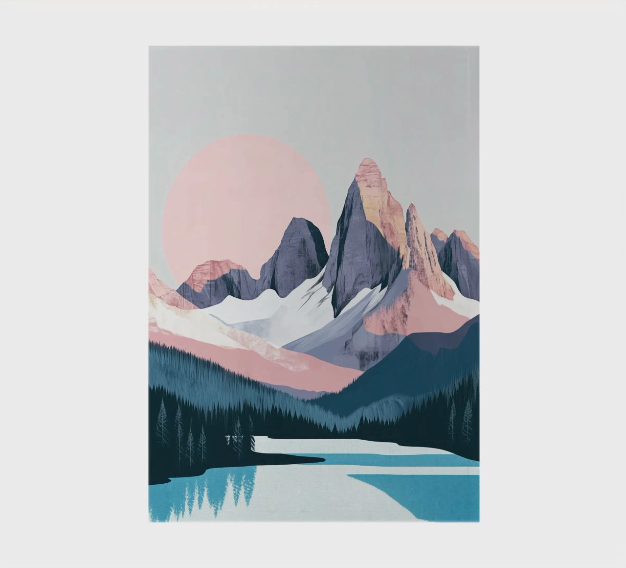 Abstract Mountain Landscape Art & Stylish Shower Curtain Set notebook by Kaji