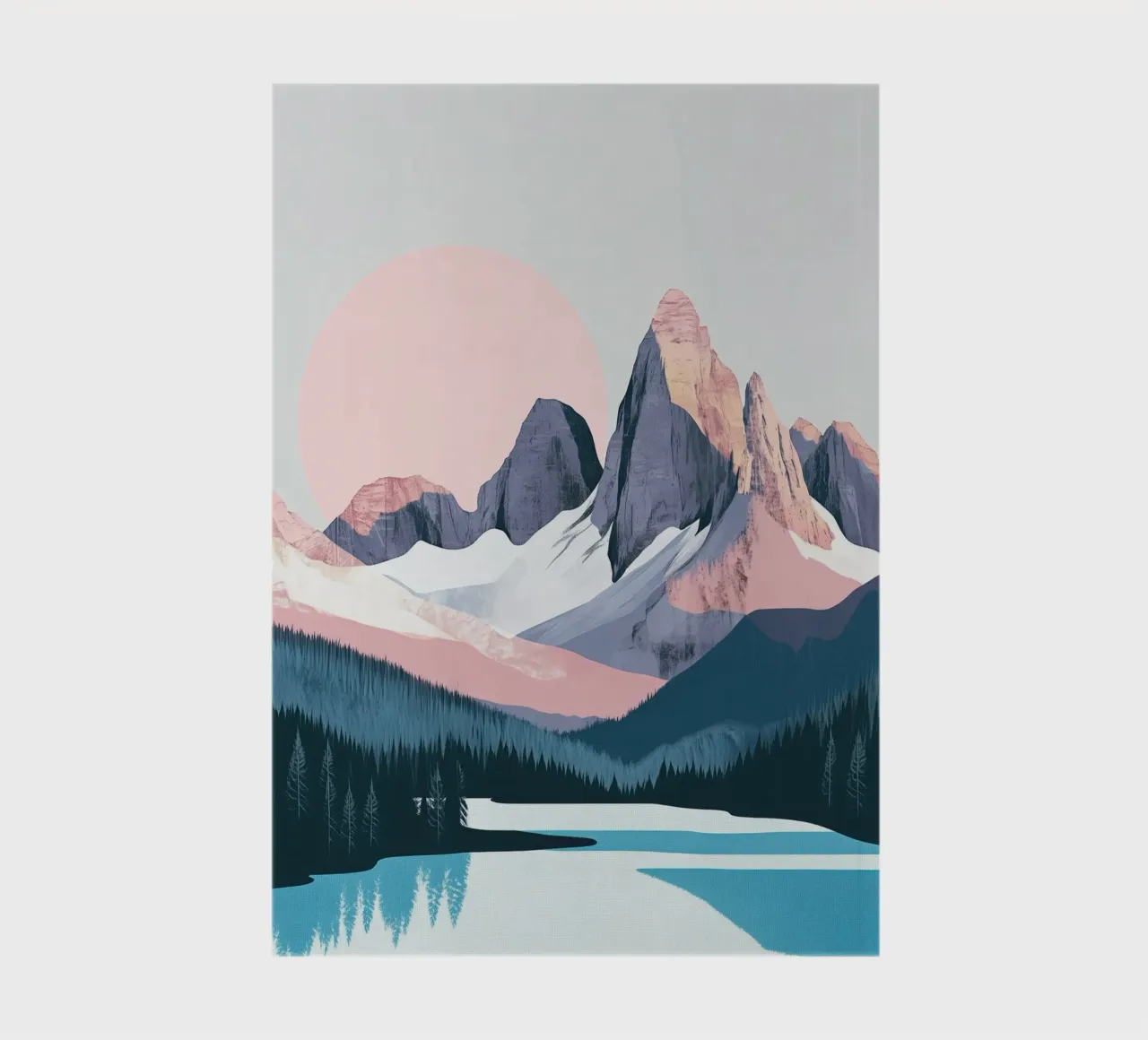 Arte abstracto de paisaje montañoso y elegante juego de cortina de ducha cuaderno de Kaji