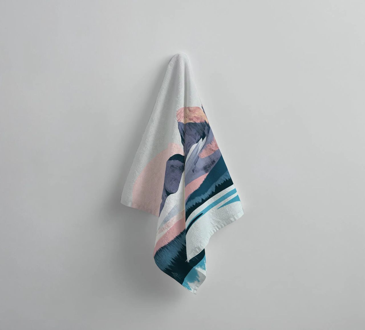 Abstract Mountain Landscape Art & Stylish Shower Curtain Set towel by Kaji