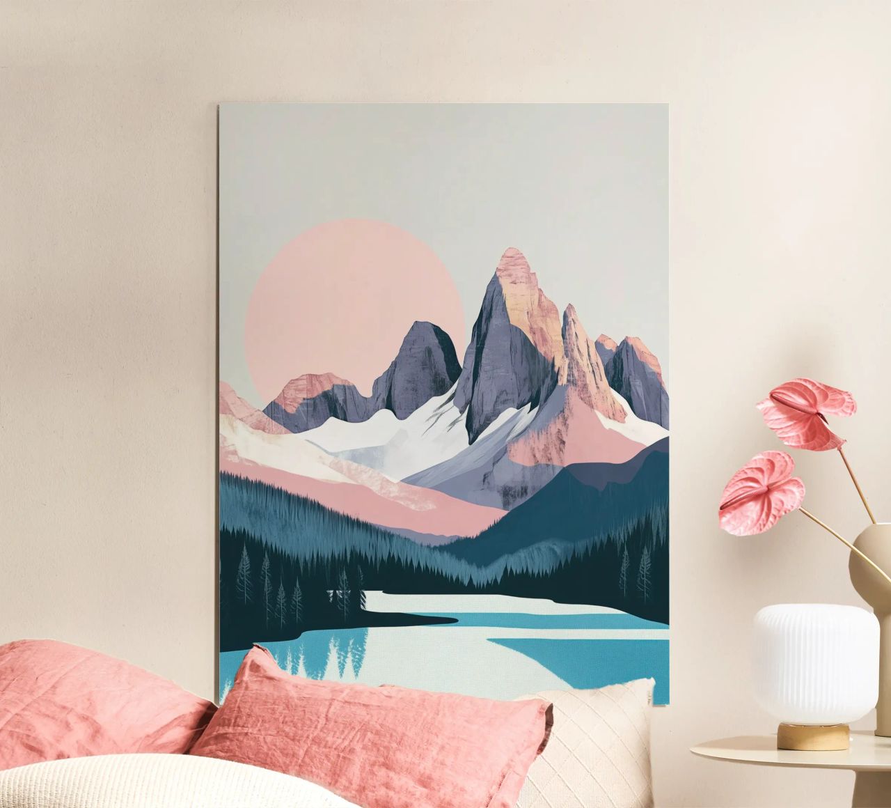 Abstract Mountain Landscape Art & Stylish Shower Curtain Set poster by Kaji