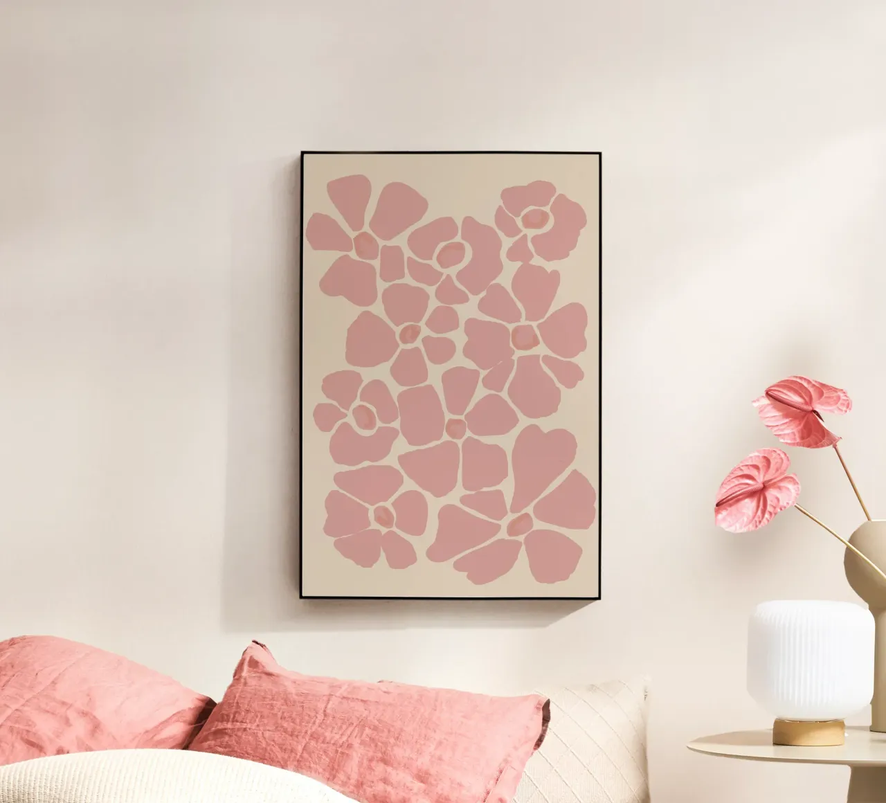 Rosa astratto fiore di ciliegio modello floreale plexiglass da Melloi Art Print