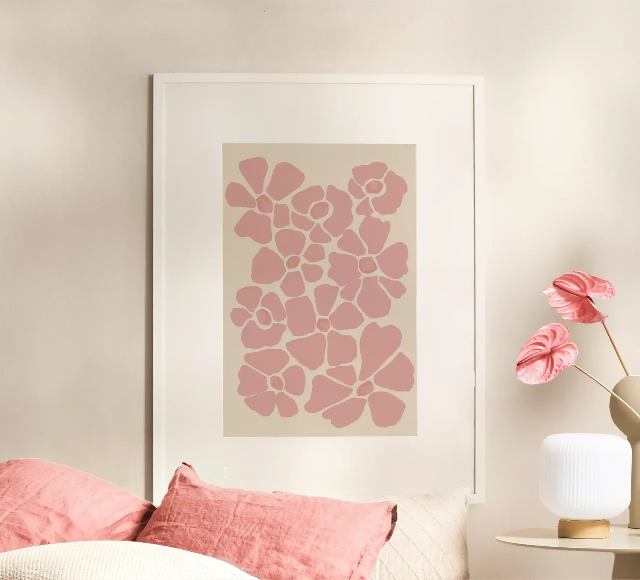 Rosa astratto fiore di ciliegio modello floreale carta hahnemühle da Melloi Art Print