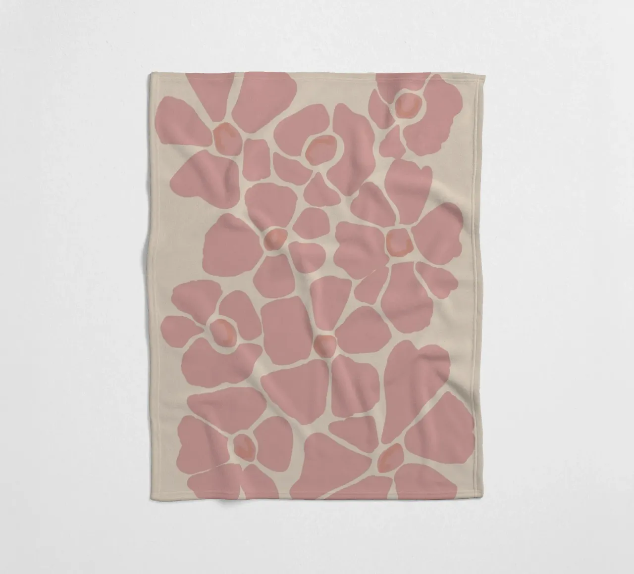 Rosa astratto fiore di ciliegio modello floreale coperta in pile da Melloi Art Print