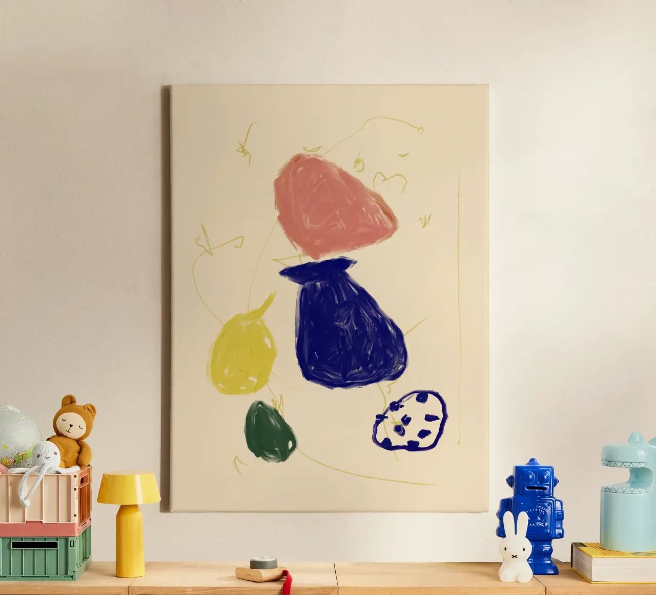 Color Bloom No 05 canvas met Baklijst van treechild