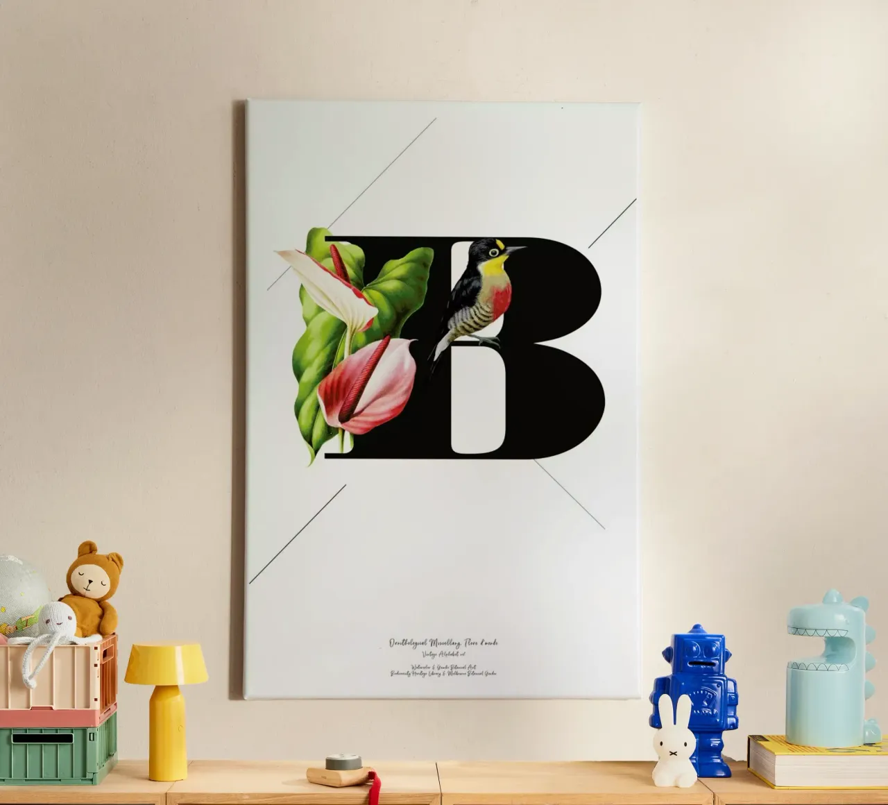 Botanical Alphabet - B tela con Cornice a cassetta da Froilein Juno