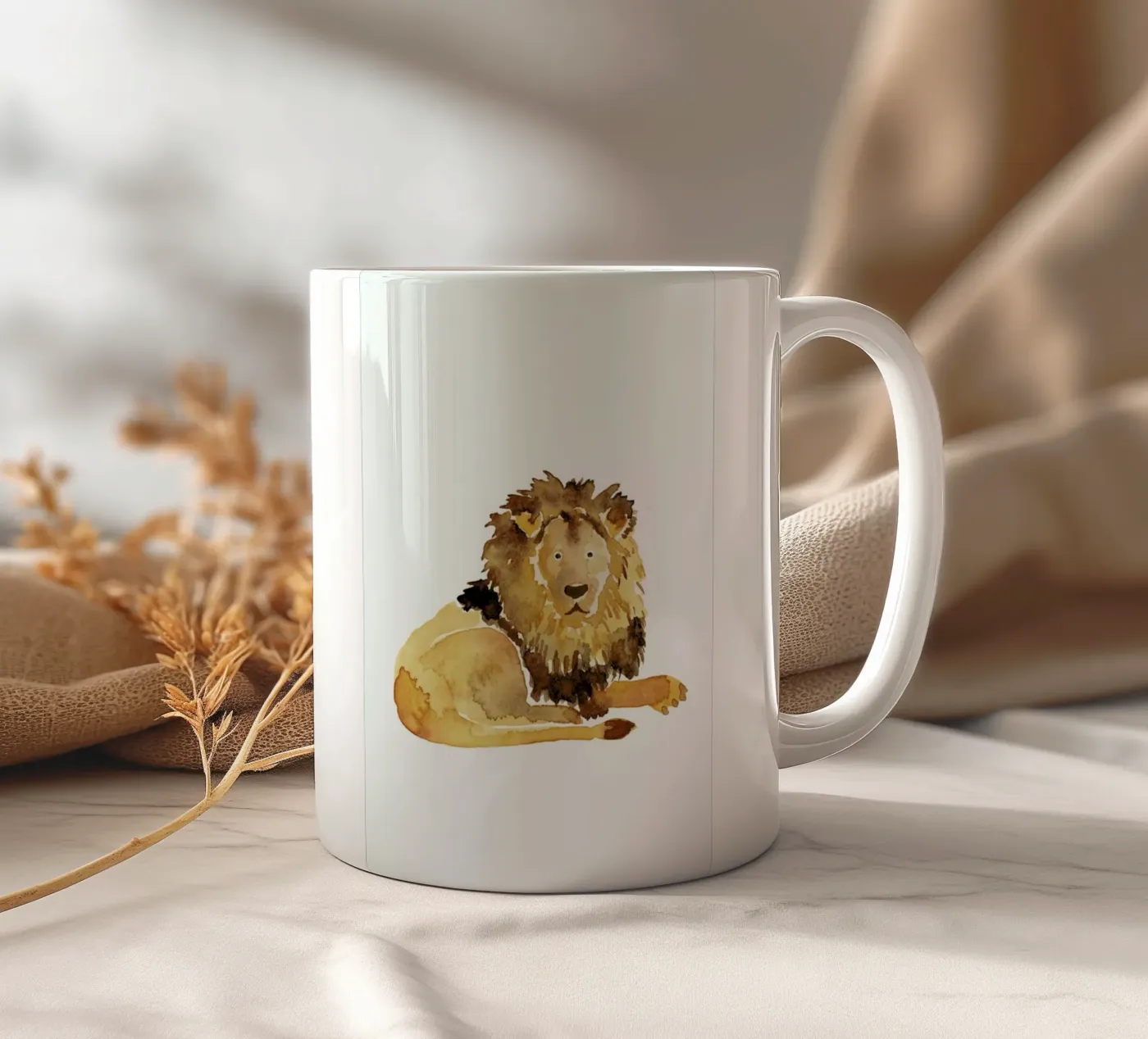 Lion ceramic mug by Farina Kuklinski