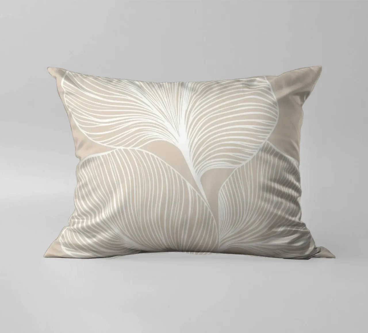 Minimalist Leaf Line Art decorative cushion by Melloi Art Print