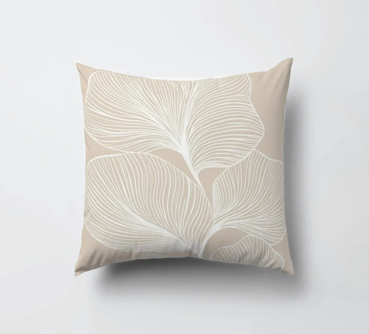 Minimalist Leaf Line Art decorative cushion by Melloi Art Print