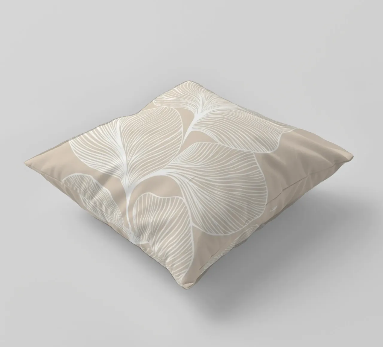Minimalist Leaf Line Art decorative cushion by Melloi Art Print