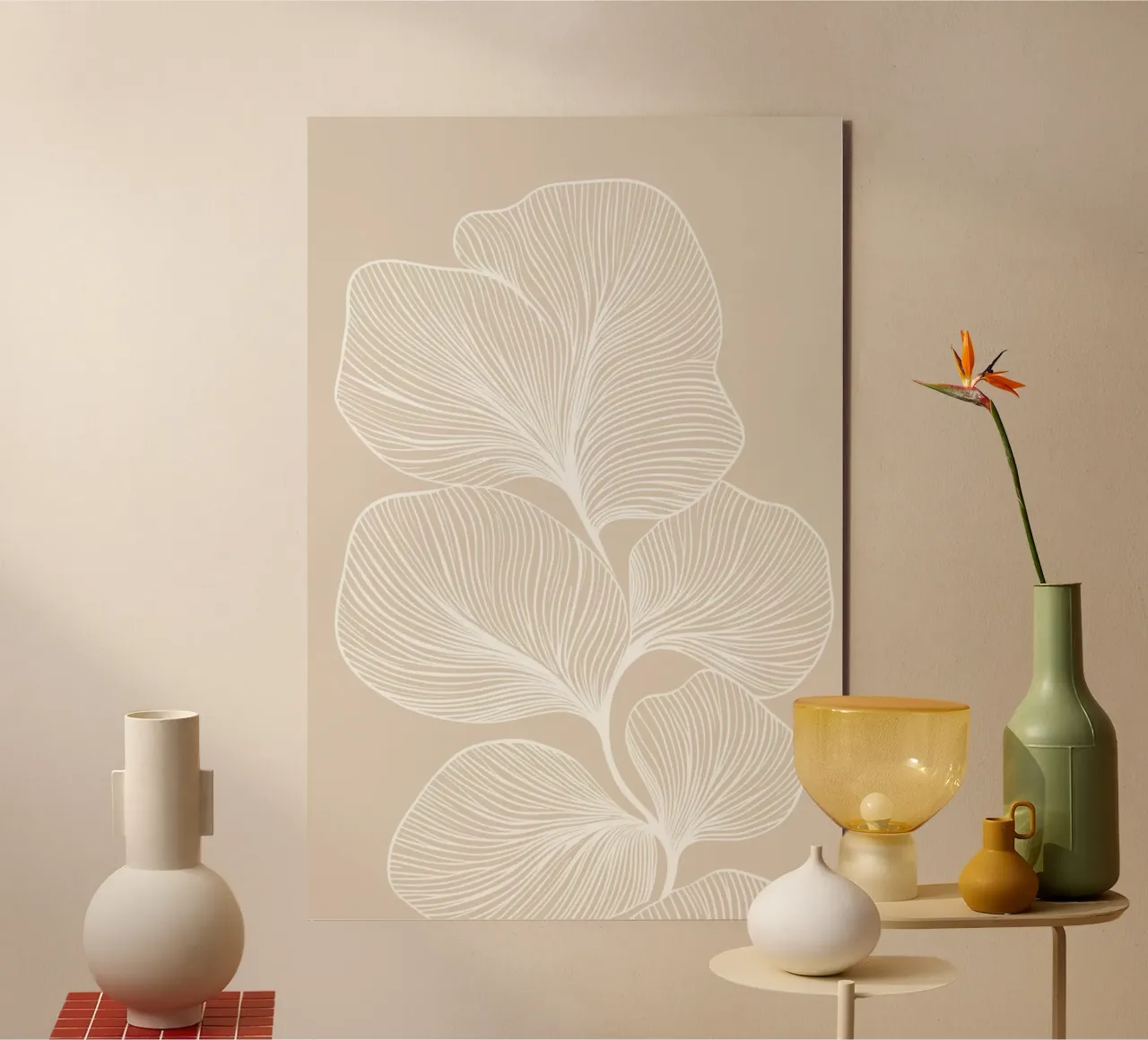Minimalist Leaf Line Art forex plate by Melloi Art Print