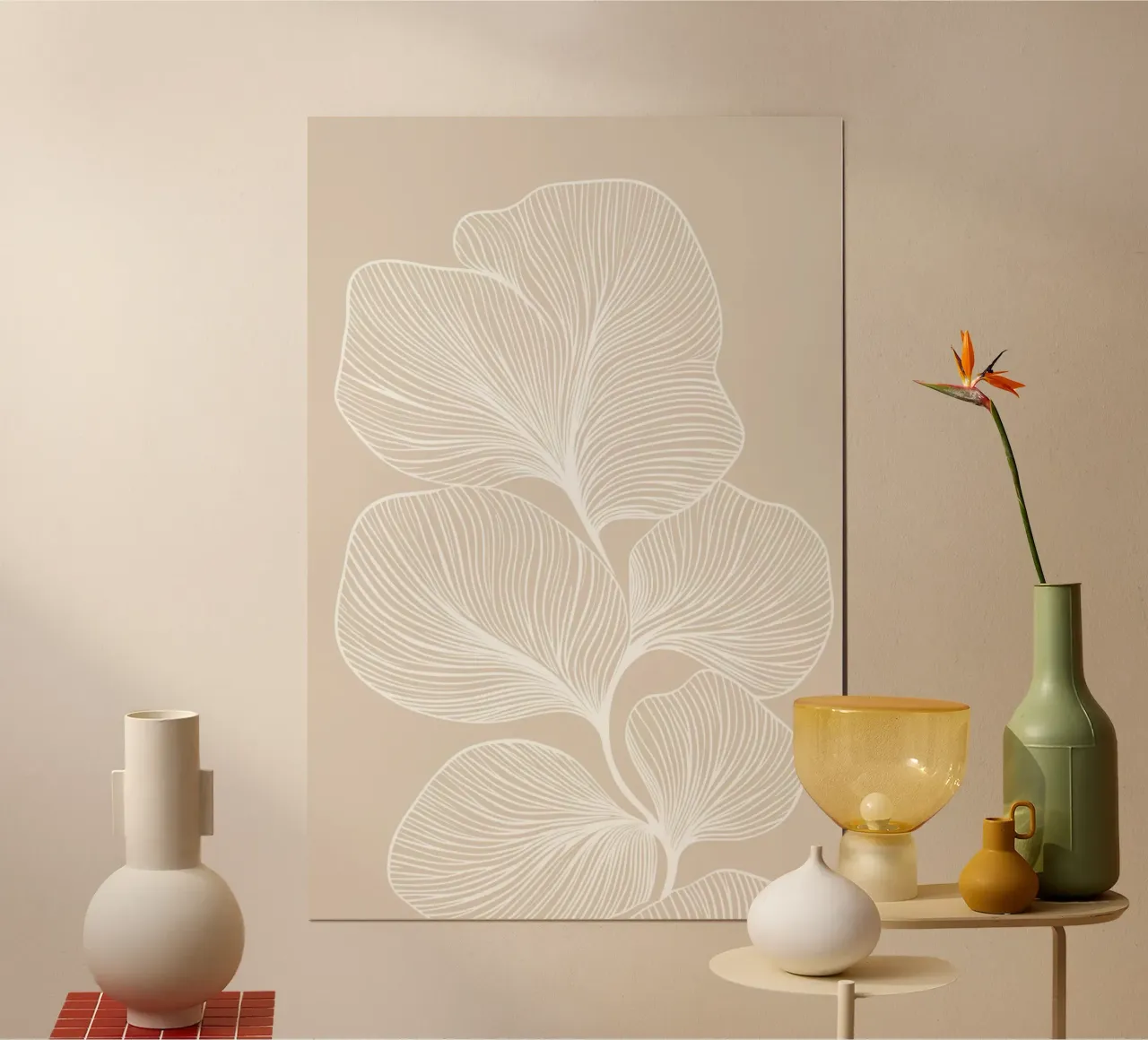 Minimalist Leaf Line Art hahnemühle by Melloi Art Print