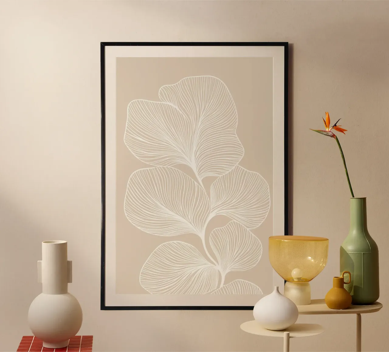 Minimalist Leaf Line Art hahnemühle by Melloi Art Print