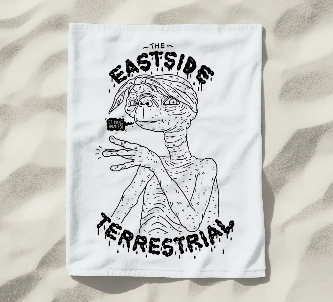 E.T. beach towel by Nick Cocozza