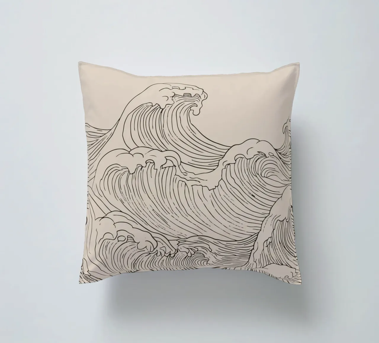 Ocean Wave Minimalist Line Art decorative cushion by Melloi Art Print