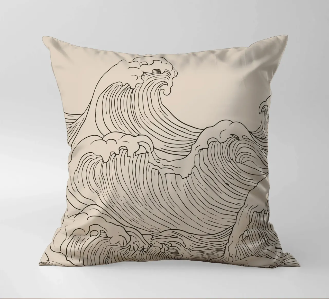 Ocean Wave Minimalist Line Art decorative cushion by Melloi Art Print