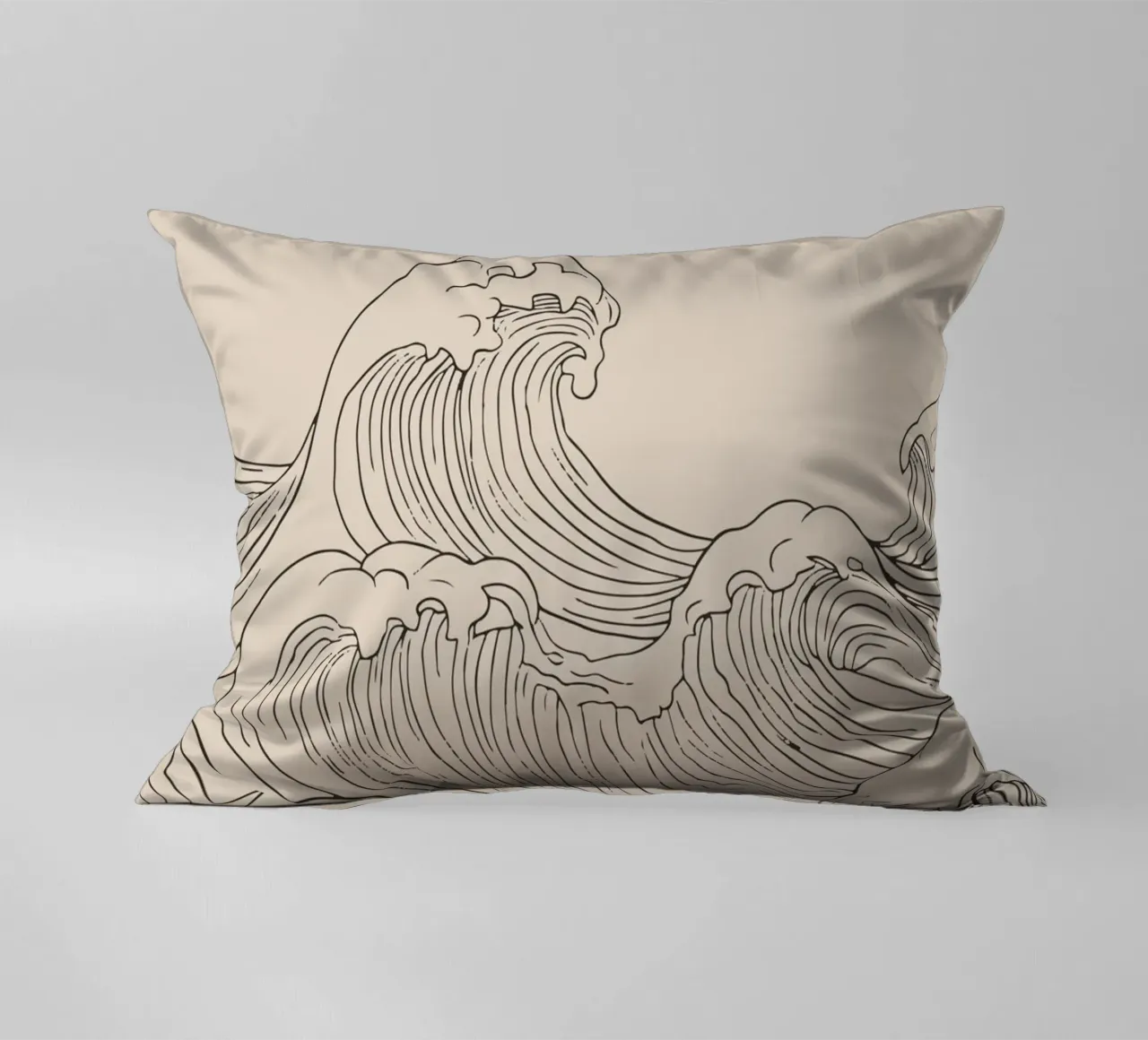 Ocean Wave Minimalist Line Art decorative cushion by Melloi Art Print