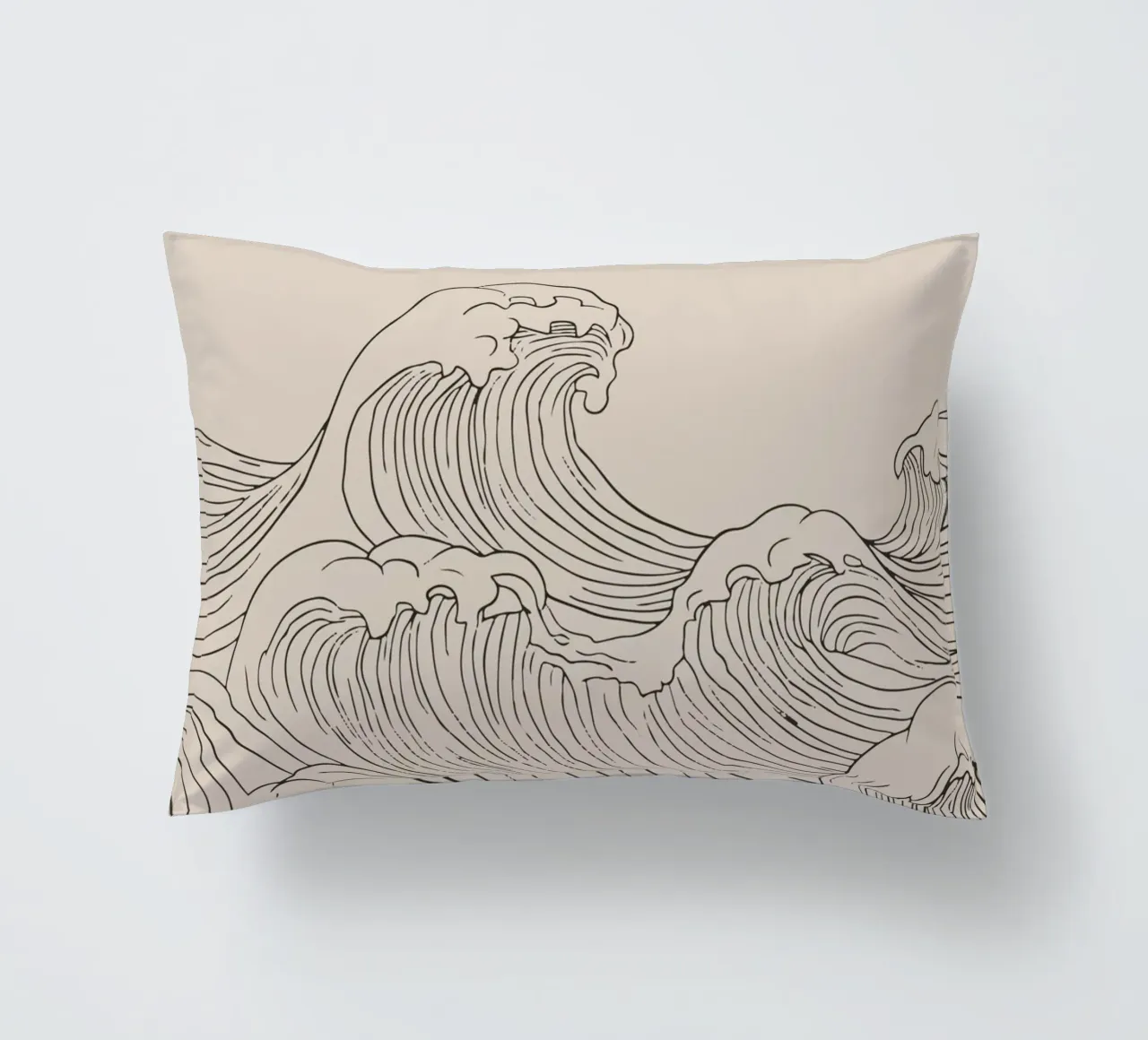 Ocean Wave Minimalist Line Art decorative cushion by Melloi Art Print