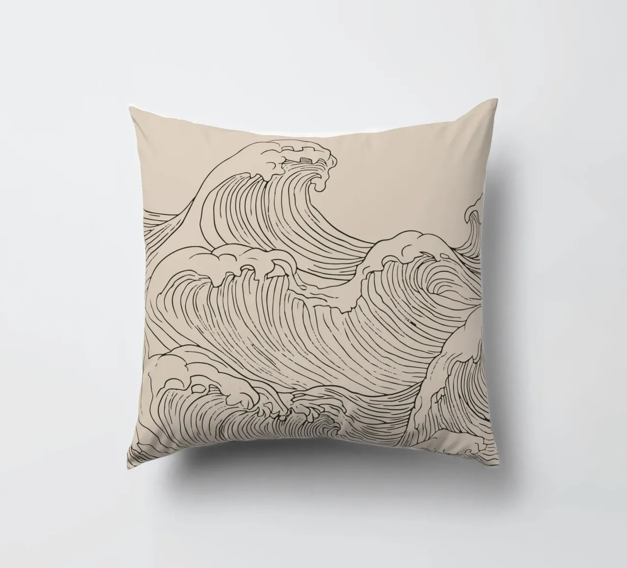 Ocean Wave Minimalist Line Art decorative cushion by Melloi Art Print