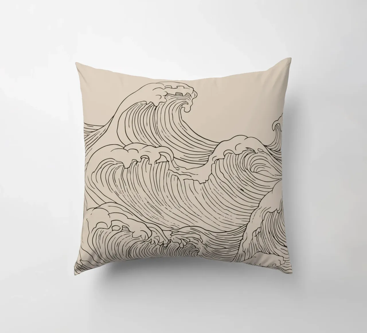 Ocean Wave Minimalist Line Art decorative cushion by Melloi Art Print