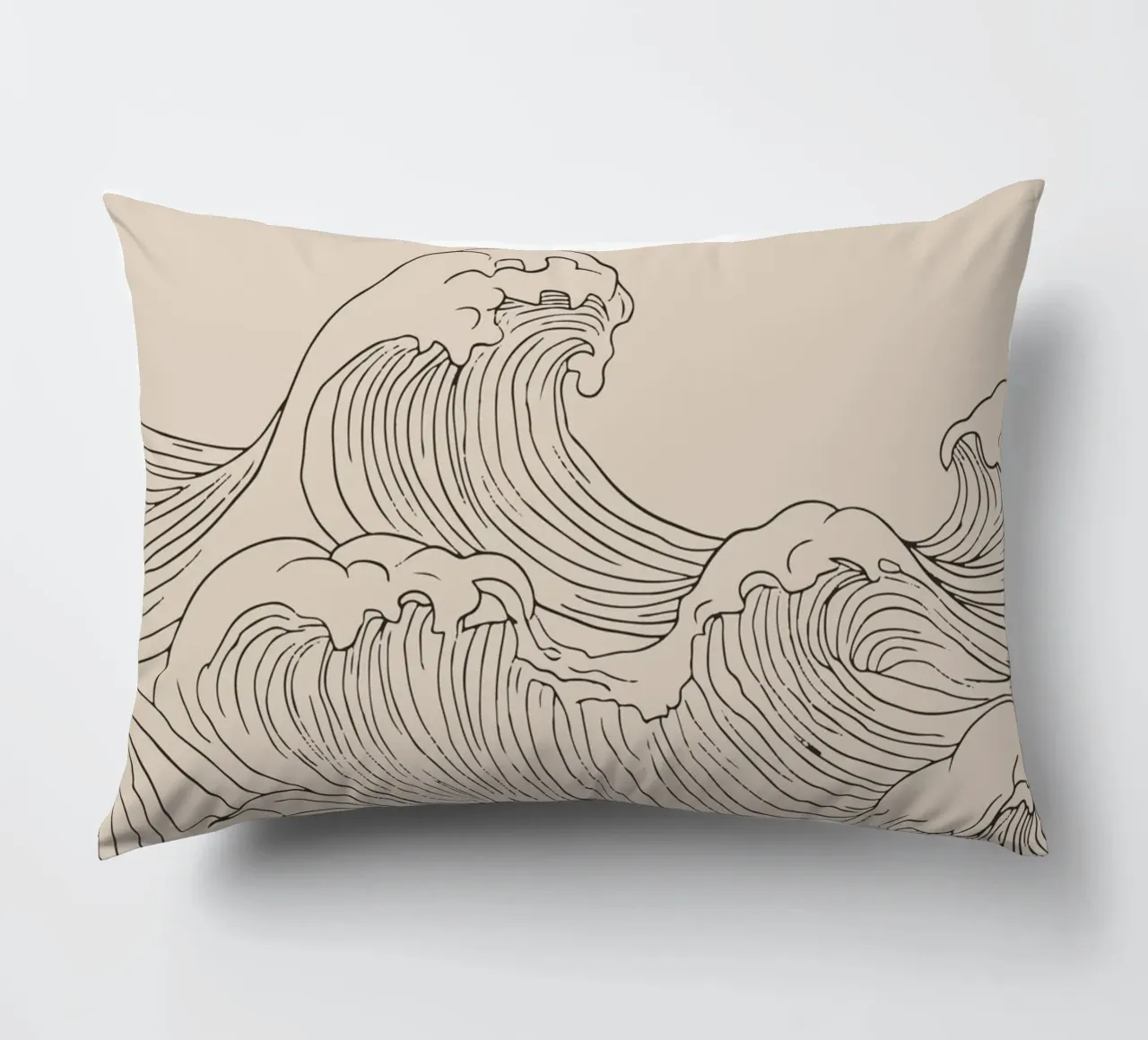 Ocean Wave Minimalist Line Art decorative cushion by Melloi Art Print